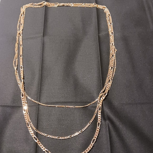 Two-Toned Goldtoned 3 Layed Necklace - Picture 4 of 6